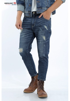 Quần Dài Jeans Xước Rách Phá Cách